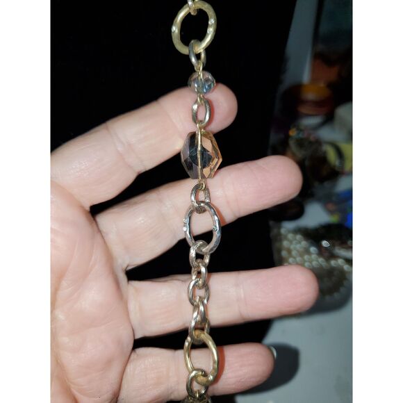 A Loft Necklace Chain Boho Faceted Mixed Metals Career Evening Sparkly - Picture 2 of 8